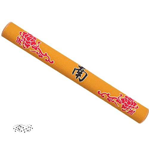 Mahjong Mat with 3 Dice, Mahjong Table Mat for Poker, Card Games, Board & Tile Games, Anti Slip and Noise Reduction Table Cover (Yellow, 31.5 inches) - color: Yellow