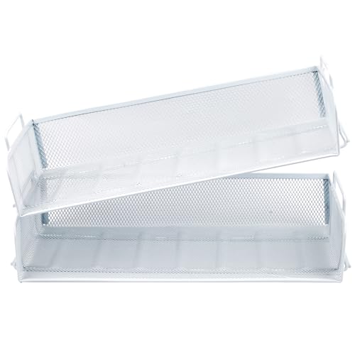 EASEPRES 2 Pack Stackable Desk Paper Tray, Metal Mesh Desktop Document Letter File Organizer for Office Home School, 13.5'' L x 9.75'' W x 5.5'' H, White - color: 2 Pack White