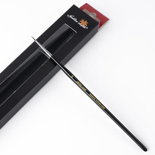 Kolinsky Sable Miniature Paint Brushes - Professional Artist Brush Size 0, Small Fine Detail Paint Brush Set for Mini Paints, Paint by Number, Figurine - size: 0
