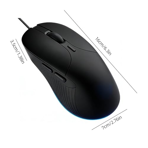 Wired Gaming Business Mouse, 6 Buttons with 2 Customizable Side Keys, Silent Click, Adjustable DPI Up to 8800, RGB Breathing Light, Black Ergonomic Optical Mouse for Windows Mac - color: Black
