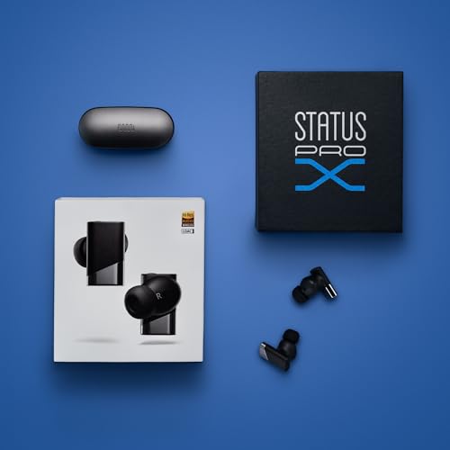 Status Pro X Wireless Earbuds, Triple Speaker Driver, Hi-Res Audio with LDAC, 52dB ANC, 6 Beamforming Mics with VoiceLoom AI for Clearest Calls (Black Alloy) - color: Onyx