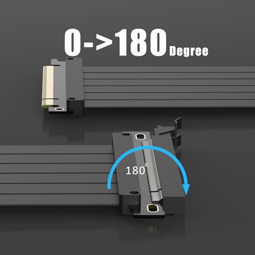 GLOTRENDS 400mm PCIe 3.0 X16 Riser Cable for Low-end PCIe 3.0 GPUs, Such as GeForce RTX 20/GTX 16/GTX 10 Series and AMD Radeon RX5000/VII/RX Vega/R9 Fury Series, etc - size: 400mm, style: 180 Degree Straight Angle