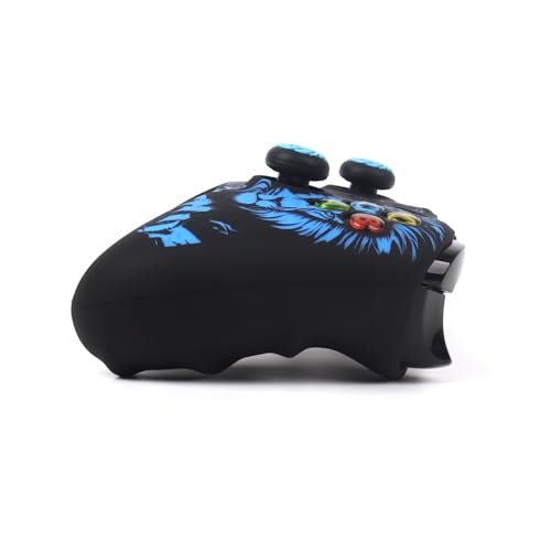 Lion Controller Skin Cover Compatible with Xbox one Controller, RALAN Protector Case, Customised Thumb Grips Caps - color: Lion Black Blue