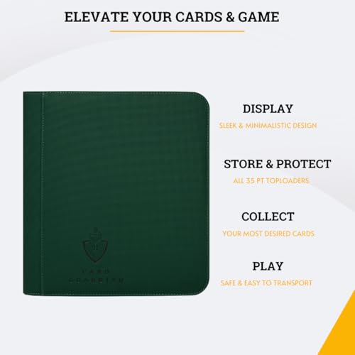 Card Guardian - Toploader 4 Pocket Premium Binder with Zipper for 160 Cards - Side Loaded Pockets - Compatible with Sports and Trading Cards TCG (Green) | Fits 160 Cards, Side Loaded Pockets, Compatible with Sports and Trading Cards - color: Green