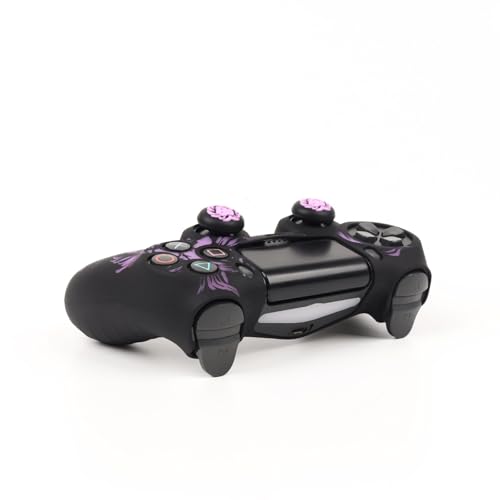 Lion Design Controller Skin Cover with 2 Thumb Grips Compatible with PS4/Playstation 4 Slim/Pro Controller - color: Lion Black Purple