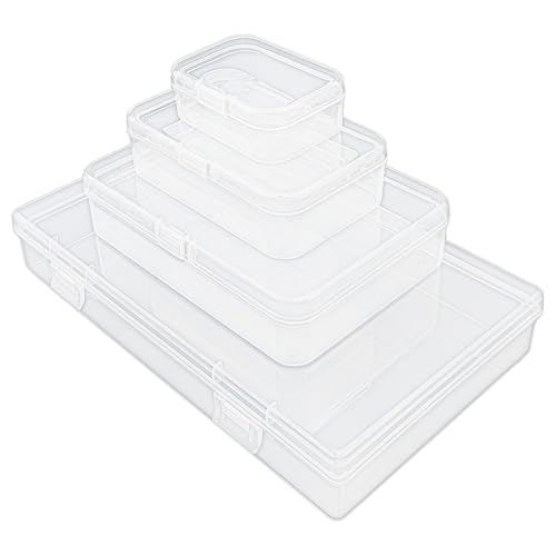 96 Pack Rectangular Clear Plastic Storage Containers | Mixed Sizes, Hinged Lid, For Beads and Small Craft Items - size: Mixed Sizes