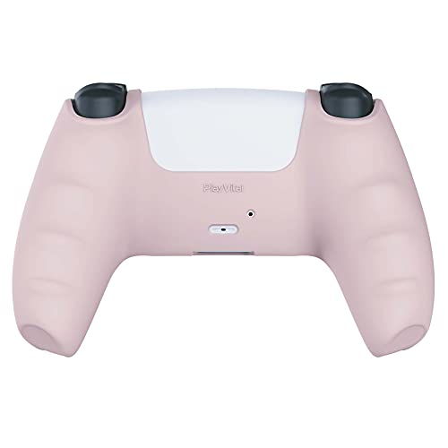 PlayVital Cherry Blossoms Pink Pure Series Anti-Slip Silicone Cover Skin for ps5 Controller, Soft Rubber Case for ps5 Wireless Controller with White Thumb Grip Caps - color: Cherry Blossoms Pink