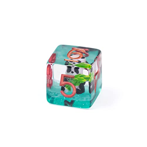 Cusdie 7-Die Dice DND, Polyhedral Dice Set Filled with Animal, for Role Playing Game D&D Dice (Panda w/Bamboo) - color: Orange