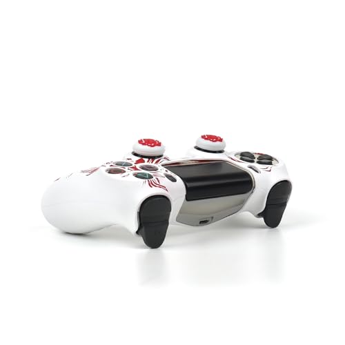 Lion Design Controller Skin Cover with 2 Thumb Grips Compatible with PS4/Playstation 4 Slim/Pro Controller - color: Lion White Red