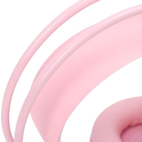 Wired Gaming Headset, 7.1 Surround Sound RGB Over Ear Headphones with Noise Cancelling Mic, 50mm Driver, Memory Foam Earpads for PC, Switch (Pink) - color: Pink
