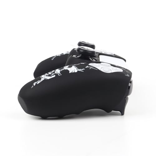 Horned Skull Controller Skin Cover Compatible with PS5/Playstation 5 Controller, RALAN Protector Case Customised Thumb Grip - color: Horned skull Black White