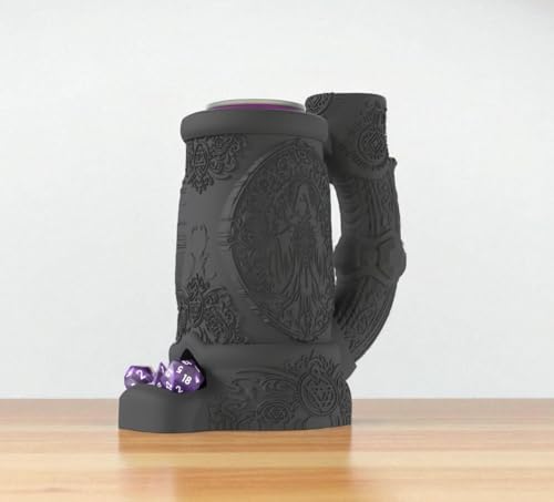 Dark Sorcerer Can Cozy Dice Tower – Fantasy DND Dice Roller & Drink Holder, Dungeons and Dragons Gift, RPG Tabletop Accessory, Dungeon Master Decor, Gothic Dice Mug (Obsidian Black, Standard 12oz Can)