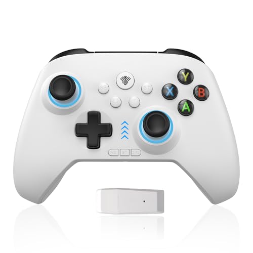YUYIU 2.4GHz Controller with 7 Colors RGB Light for Xbox Controller, Xbox One Series X|S,Consoles,Steam PC Windows, with 1000mAh Battery/Dual Vib-ration/Turbo/Programmable, 3.5mm Audio Jack (White Black) - color: White Black