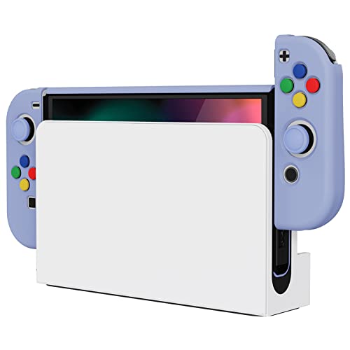 PlayVital AlterGrips Protective Slim Case for Nintendo Switch OLED, Ergonomic Grip Cover for Joycon, Dockable Hard Shell for Switch OLED w/Thumb Grip Caps & Button Caps - color: Light Violet