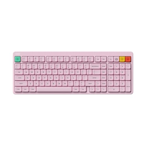 NuPhy Node100 Wireless Mechanical Keyboard, Hot Swappable Custom Low Profile Keyboard, 103 Keys Computer Gaming Keyboards, Supports Touch Gestures, PBT Keycaps, RGB Backlit, Bluetooth/2.4GHz/USB-C - color: Pink, size: Low-profile Blush Nano Switch