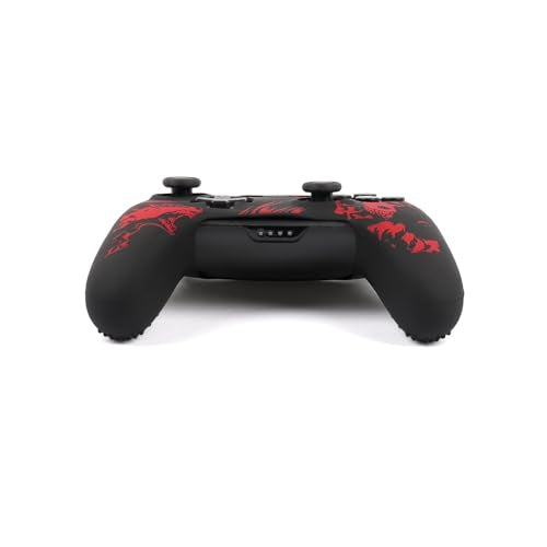 Wolf Controller Skin Cover for NS Switch Pro Controller, RALAN 1 controller skin+4 Customised Thumb Grips Caps Accessories - color: Wolf Black Red