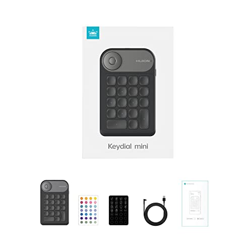 HUION Keydial Mini Bluetooth Programmable Keypad with Dial 18 Shortcut Keys | 5 Keys Anti-ghosting Macro Keypad, Wireless Shortcut Keyboard for Drawing Tablet, PC, MacBook, Surface Pro, Editing, Gaming - size: Bluetooth