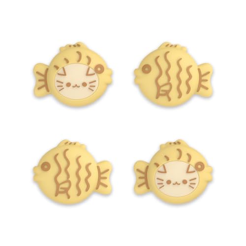 PlayVital Cute Thumb Grip Caps for Nintendo Switch 2 Pro, Switch Pro Controller, Joystick Caps Cover for ps5, Edge, ps4, Xbox Series X/S, Xbox One, Elite Series 2 Controller - Taiyaki Kitten - color: Taiyaki Kitten