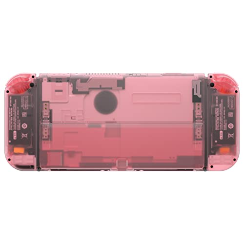 eXtremeRate DIY Full Set Shell for Nintendo Switch OLED, Replacement Console Back Plate & Kickstand, Custom NS Controller Housing with Full Set Buttons for Nintendo Switch OLED - Clear Cherry Pink - color: Clear Cherry Pink