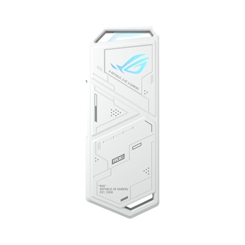 ASUS ROG Strix Arion White M.2 NVMe SSD Enclosure-USB3.2 Gen 2x1 Type-C (10Gbps), Dual USB-C to C & USB-C to A, Screwdriver-Free, Fits PCIe 2280/2260/2242/2230 M Key/B+M Key, 1 Year Warranty - size: White|up to 10Gbps, style: ROG Arion