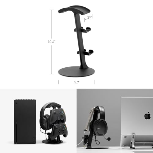 NSMO Hanger Headphone Stand, Controller Holder, Phone Dock, Height Adjustable Hooks, Desk Organizer for Headset/Controller/Switch/Phone