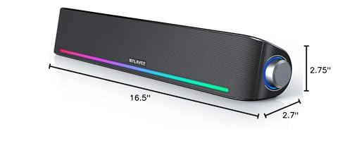 Computer Speakers, Hi-Fi Sound Quality Computer Sound Bar, Bluetooth 5.0 & 3.5mm Wired PC Speakers with 4 Dynamic Lighting Modes, USB Powered Speakers for PC, Desktop, Laptops, Phones, Monitors, Xbox - color: RGB Black