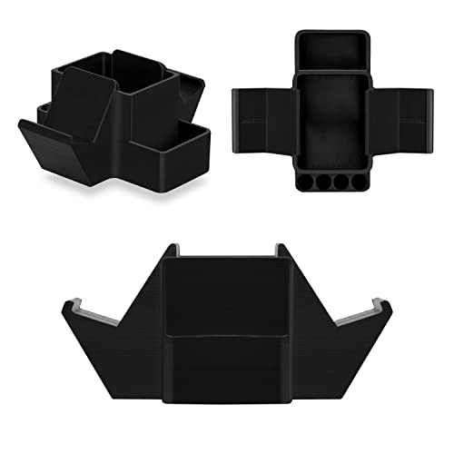 BRAINWAVZ Dual Game Controller, TV Remote Control & Stationary Storage Desktop Organizer Holder, Universal Design for Xbox ONE PS5 PS4 PC Gamepads, Reduce Clutter (D03) - color: 2 Controllers & Stationary Black