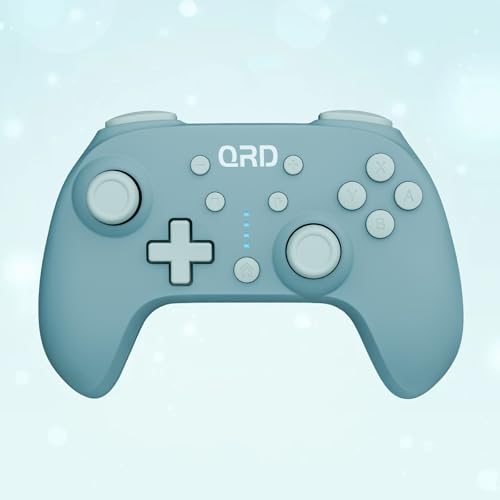QRD Junior E5 Wireless Controller for Switch/Lite/OLED/Switch 2 Windows PC Mac iOS Andoird,6 Axis Gyro,TURBO (Switch Controller Blue) - color: Switch Controller Blue