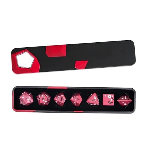 UDIXI Metal Dice Set D&D, 7PCS Flower Solid Metal DND Dice Set Red for RPG | Pink Flower, Metal Case Packaging, Heavy Metal Dice, D&D Gift, for Dungeons and Dragons Role Playing Games Tabletop Games - color: Flower/Redblack