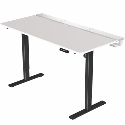 VIVO White 60 x 30 in Standing Desk, DESK-KIT-1B6-P3W | Electric, Holds 220 lbs, Sit Stand, Height Adjustable, Cable Tray, Full-Size Mouse Pad, Office Furniture, Black Frame - color: White Top / Black Frame, size: 60 x 30
