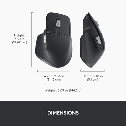 Logitech MX Master 3S Wireless Mouse Standard Edition Logi Bolt - Graphite | Logi Bolt USB Receiver, Ultra-Fast Scrolling, Ergo, Track on Glass, Quiet Clicks, USB-C, Bluetooth, Windows, Linux, Chrome