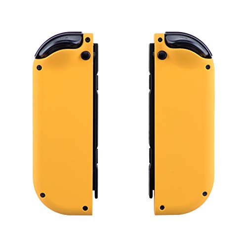 eXtremeRate DIY Replacement Shell Buttons for Nintendo Switch & Switch OLED, Caution Yellow Soft Touch Custom Housing with Full Set Button for Joycon Handheld Controller - Console Shell NOT Included - color: Caution Yellow