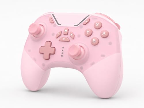 aghi Hall Effect Wireless Gaming Controller with Phone Clip | for iPhone/Android/PC/Steam/TV/Switch/Switch 2 with Hall Joysticks, Lock Speed, Macro, 6-Axis Gyro, Vibration, Turbo, Pink - color: Light Pink