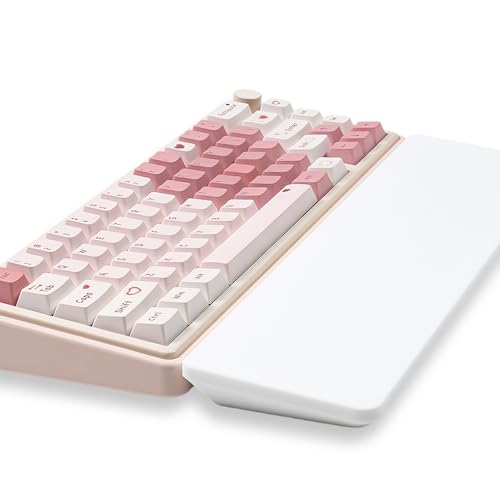 Ergonomic 75% Keyboard Wrist Rest-12.8" Silicone Non-Slip Keyboard Hand Rest, Relief of Hand Pain(White) - color: White
