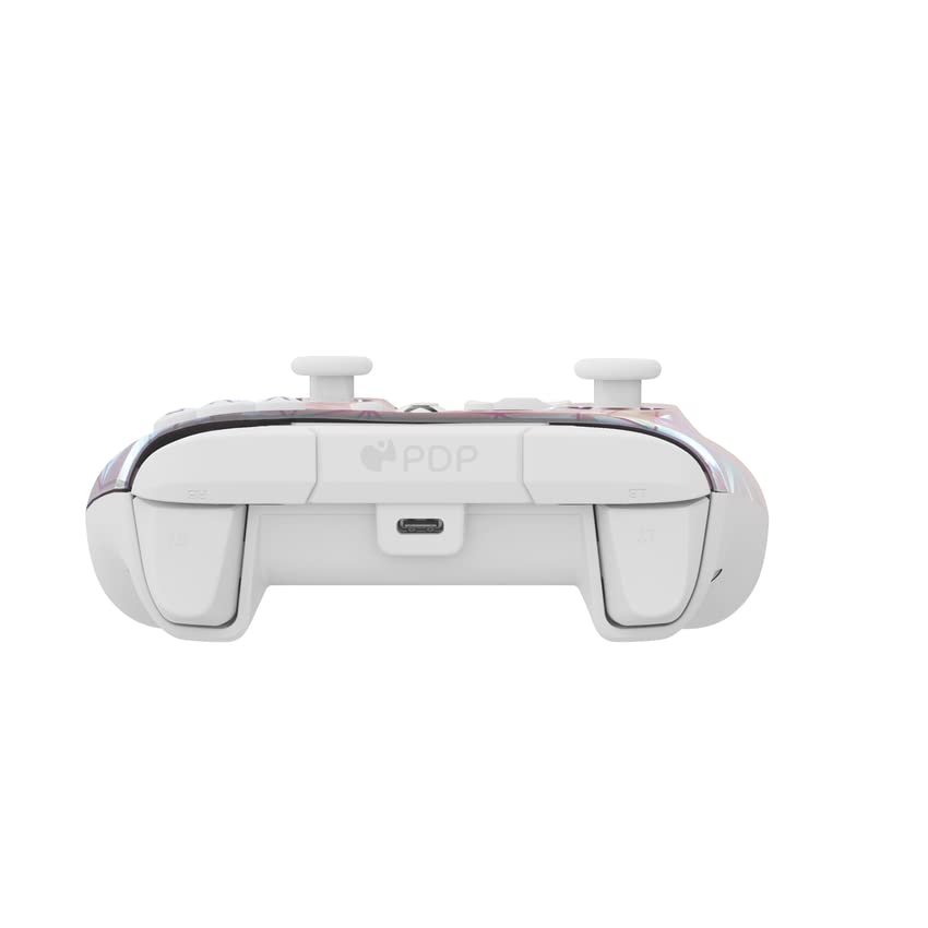 PDP Gaming REMATCH Enhanced Wired Gaming Controller: Licensed Xbox Series X|S Gamepad, Xbox One, Windows PC, Mappable Back Buttons, Customizable, Audio Control, Companion App: Frost Diamond (Metallic) - color: Frosted Diamond, style: Controller