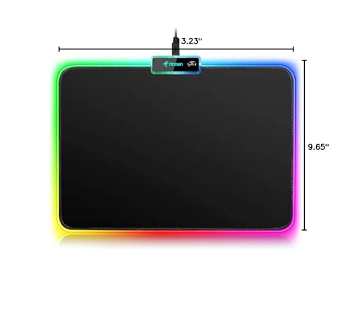 Hcman RGB Gaming Mouse Pad, Small Mousepad 340×245×3mm, PC Gaming Accessories LED Mouse Mat for Desk, Mouse Pads Boy Gifts for Computer Gamer - Black