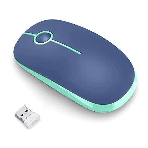 VssoPlor Wireless Mouse, 2.4G Slim Portable Computer Laptop Mouse with Nano Receiver Quiet Silent Optical Mice for Notebook, PC, Laptop, Computer-Blue and Green - color: Blue and Green