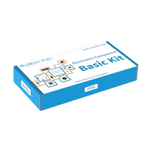 REXQualis Electronics Basic Kit w/Power Supply Module, Breadboard, Jumper Wire, LED,Resistor, comes with more than 300pcs sensors and components for fun and simple electronic projects.