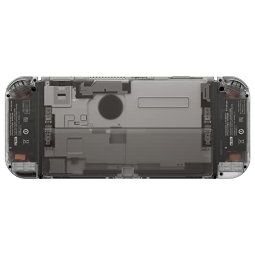 eXtremeRate DIY Full Set Shell for Nintendo Switch OLED, Replacement Console Back Plate & Kickstand, Custom NS Handheld Controller Housing with Full Set Buttons for Nintendo Switch OLED - Clear Black - color: Clear Black