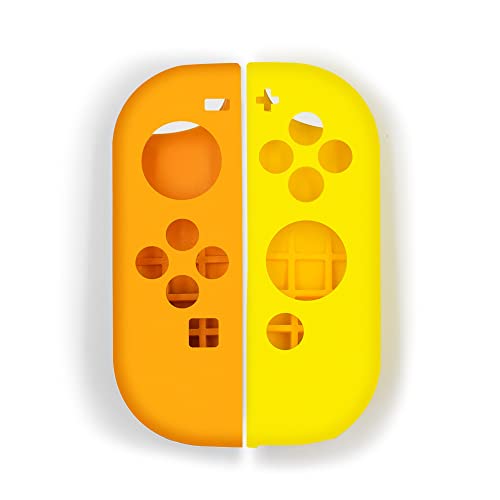 Soft Silicone Case Anti-Slip Shell Cover Replacement for Nintendo Switch Joycon Cover (Brown+Yellow) - color: Brown+Yellow