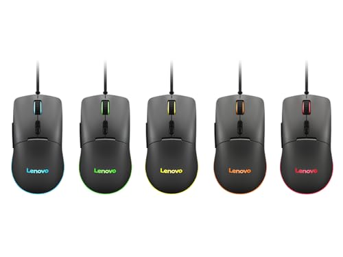 Lenovo M210 RGB Wired Gaming Mouse for PC, Laptop, Computer with Windows & Chrome OS - 3 Zone RGB, 8000 DPI Adjustable Sensor, 7 Programmable Buttons – Palm Grip Mouse for Gamers (Black) - color: Black M210 RGB