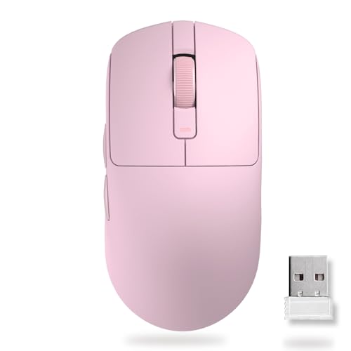 RK ROYAL KLUDGE RK M30 Wireless Gaming Mouse, 24000 DPI, 43g Ultra-Lightweight, PAW3311 Sensor, 2.4G/Bluetooth/USB-C Rechargeable Wireless Mouse with 5 Programmable Buttons for PC/Mac, Pink - color: pink