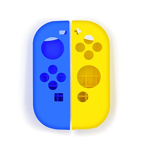 Soft Silicone Case Anti-Slip Shell Cover Replacement for Nintendo Switch Joycon Cover (Blue+Yellow) - color: Blue+Yellow