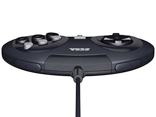 Retro-Bit Official Sega Genesis USB Controller 8-Button Arcade Pad for Sega Genesis Mini, Switch/Switch 2, PC, Mac, Steam, RetroPie, Raspberry Pi - USB Port (Black) - color: Black