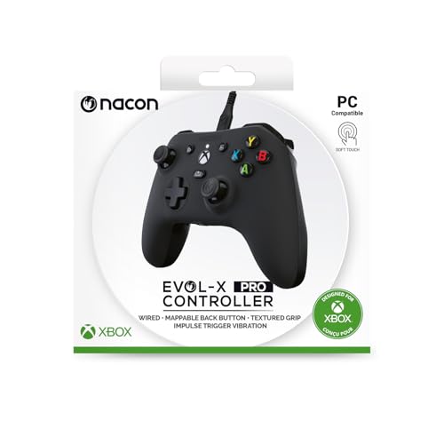 NACON Evol-X Pro Wired Controller Officially Licensed for Xbox Series X|S, Xbox One, and PC - Mappable Back Buttons -Dual Vibration Motors -3.5mm Audio Jack - Soft-Touch Black