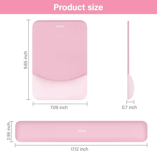 MOSISO Wrist Rest Support Mouse Pad & Keyboard Set, Pink | Rectangular Ergonomic Mousepad, Non-Slip Base, Home/Office Pain Relief & Easy Typing, Neoprene Cloth & Raised Silicone Lining - color: Pink