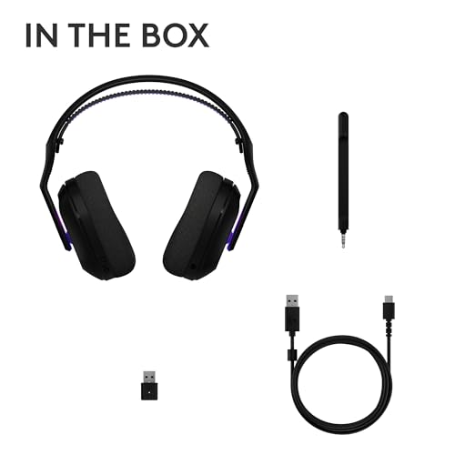 Logitech G522 Lightspeed Wireless Gaming Headset - Black | For PC, 2.4 GHz, Bluetooth & USB-C , <60 Hr Battery, 48 kHz/24 bit Audio, Detachable 48 kHz/16 bit Blue VO!CE Mic, RGB - color: Black
