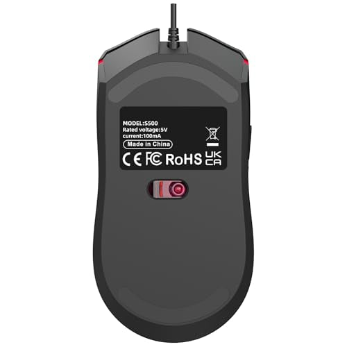 Zopsc Gaming Mouse Wired, RGB Backlit Ergonomic 6400DPI Optical, Lightweight Computer Gaming Mouse, Colorful LED Lighting for PC Laptop Work, Black - color: S500 Black
