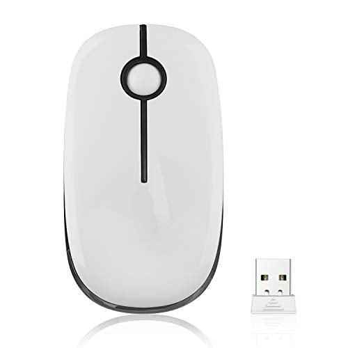 VssoPlor Wireless Mouse, 2.4G Slim Portable Computer Mice with Nano Receiver for Notebook, PC, Laptop, Computer-Black and White - color: Black and White