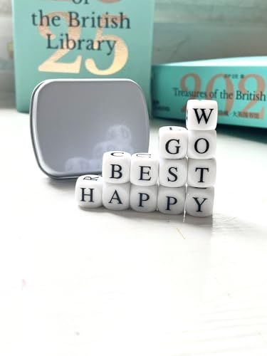 Crossword Solitaire Dice Game, Puzzle Word Game with Letter Dice, Family Dice Games for Adults, Travel Alphabet Spelling Board Game with Small Case - color: Silver